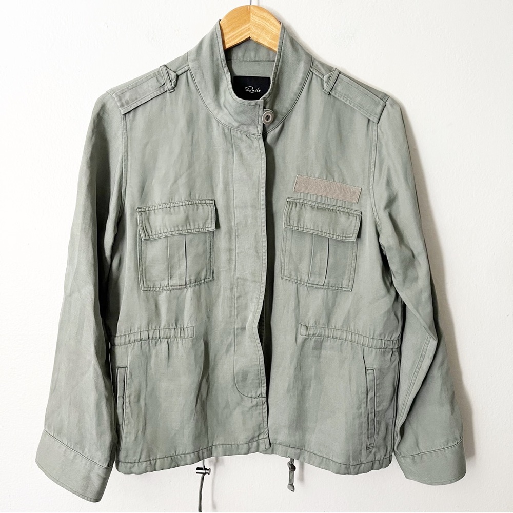 RAILS Sahara Utility Jacket Sz S Sage Lightweight Safari Cargo Linen Sustainable